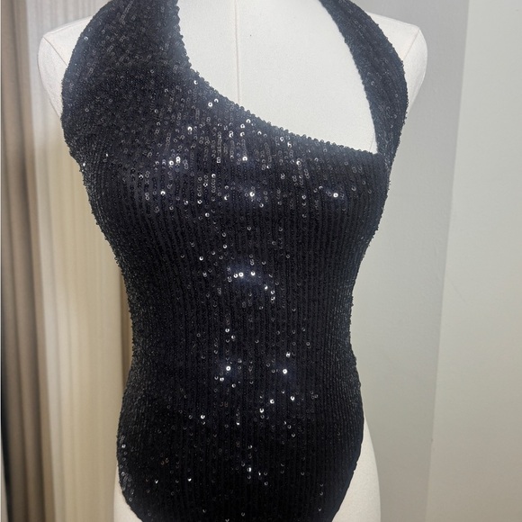 Black Sequin One-Piece Swimsuit - Picture 2 of 3